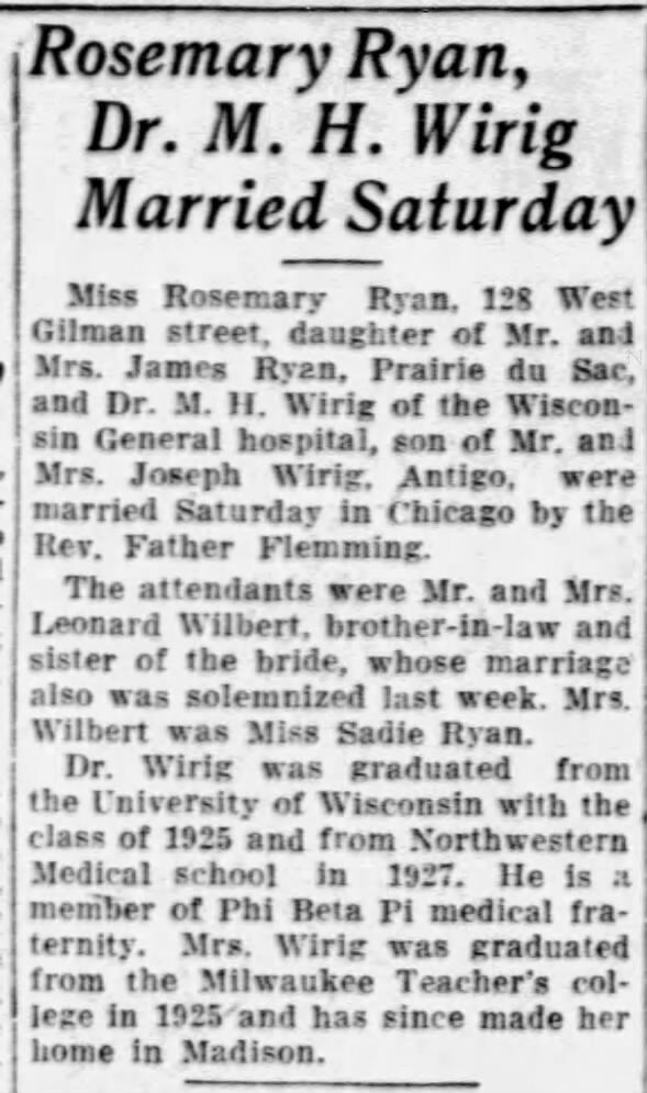 Marriage of Ryan / Wirig